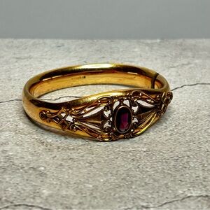 Victorian Bates & Bacon Gold Tone Bracelet with Amethyst Gemstone